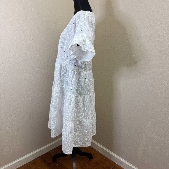 Etsy-style Broderie Anglaise White Cotton Dress Carla Ferro Made in Italy L - Picture 2 of 7